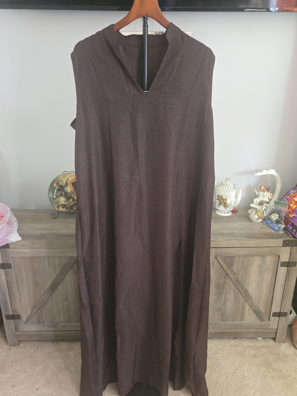 Sleeveless V-Neck Maxi Dress in Dark Brown